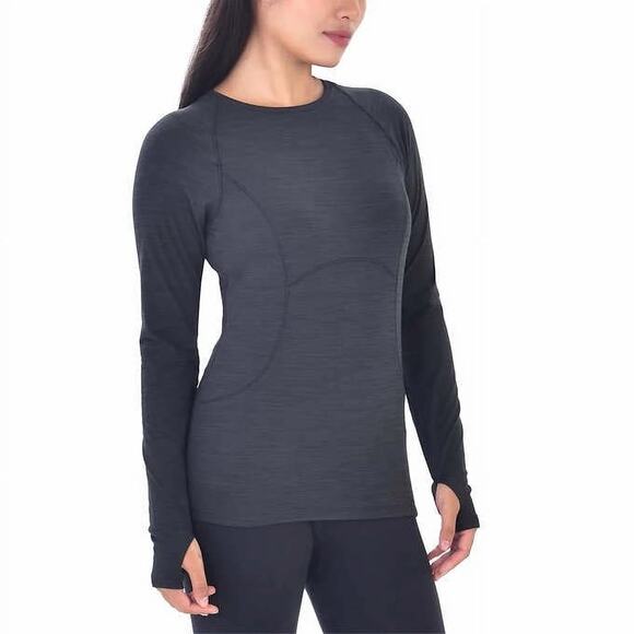 Spyder Active Women's Long Sleeve Zip Pocket Thumb Slit Stretch‎ Top, Black, S - Picture 1 of 6